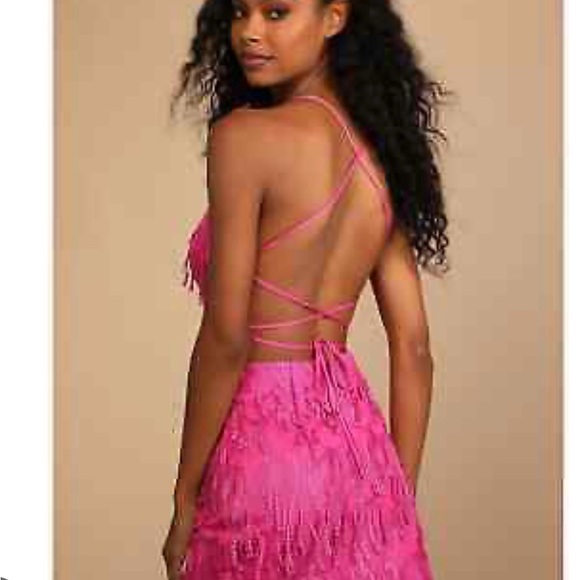 Lulus Making Magic fringe dress Pink - Picture 7 of 7